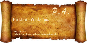 Petter Alóma névjegykártya